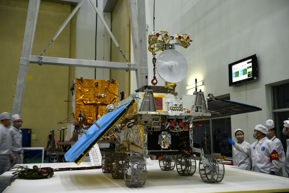 The Yutu-2 rover during a test. A robotic lunar rover developed as part of the Chang’e-4 mission, Yutu-2 is named after a legendary rabbit that lives on the moon as companion of moon goddess Chang’e.  courtesy of China National Space Administration